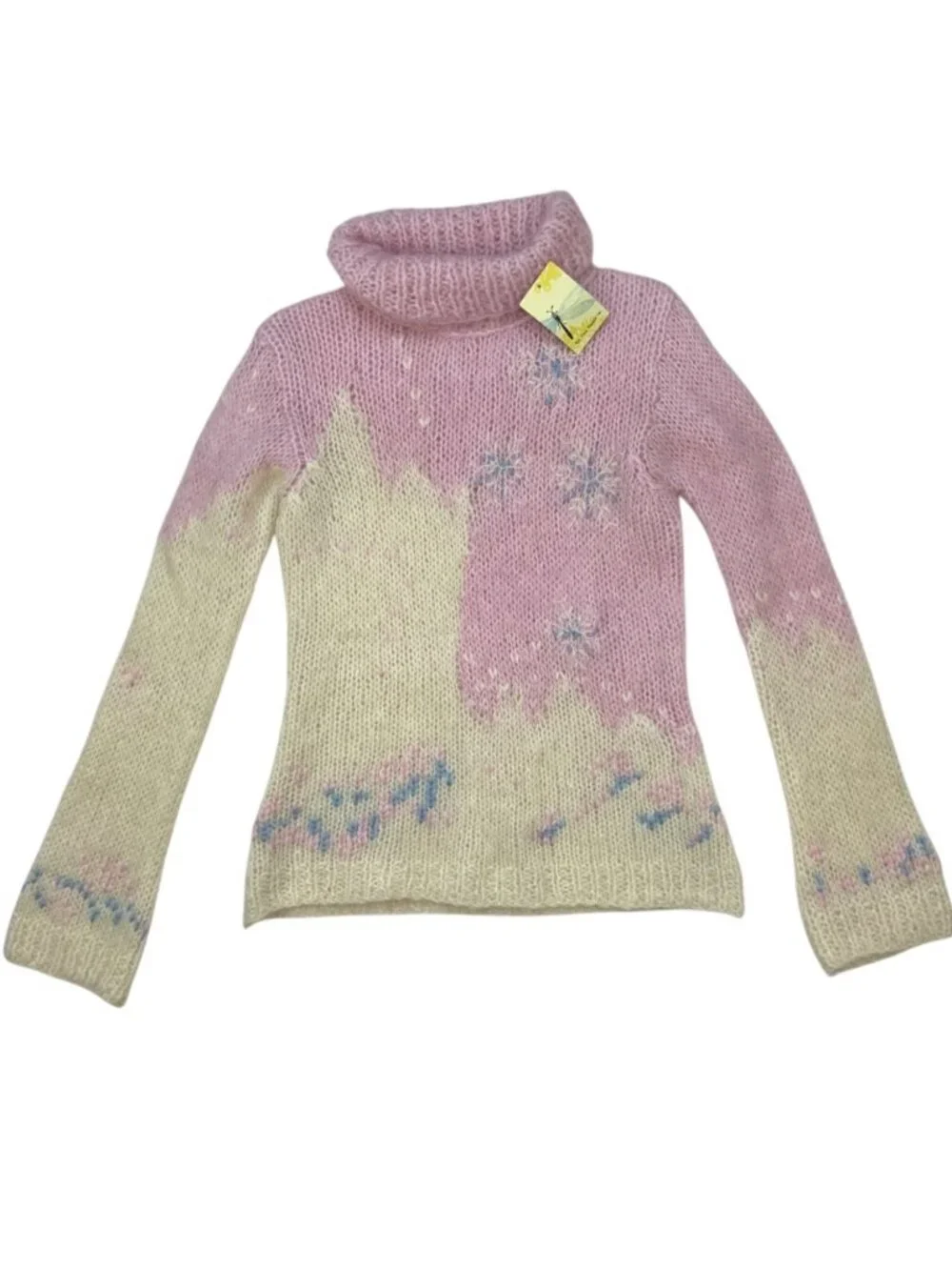 Free People Vintage Turtleneck Snowflake Sweater S Mohair NEW